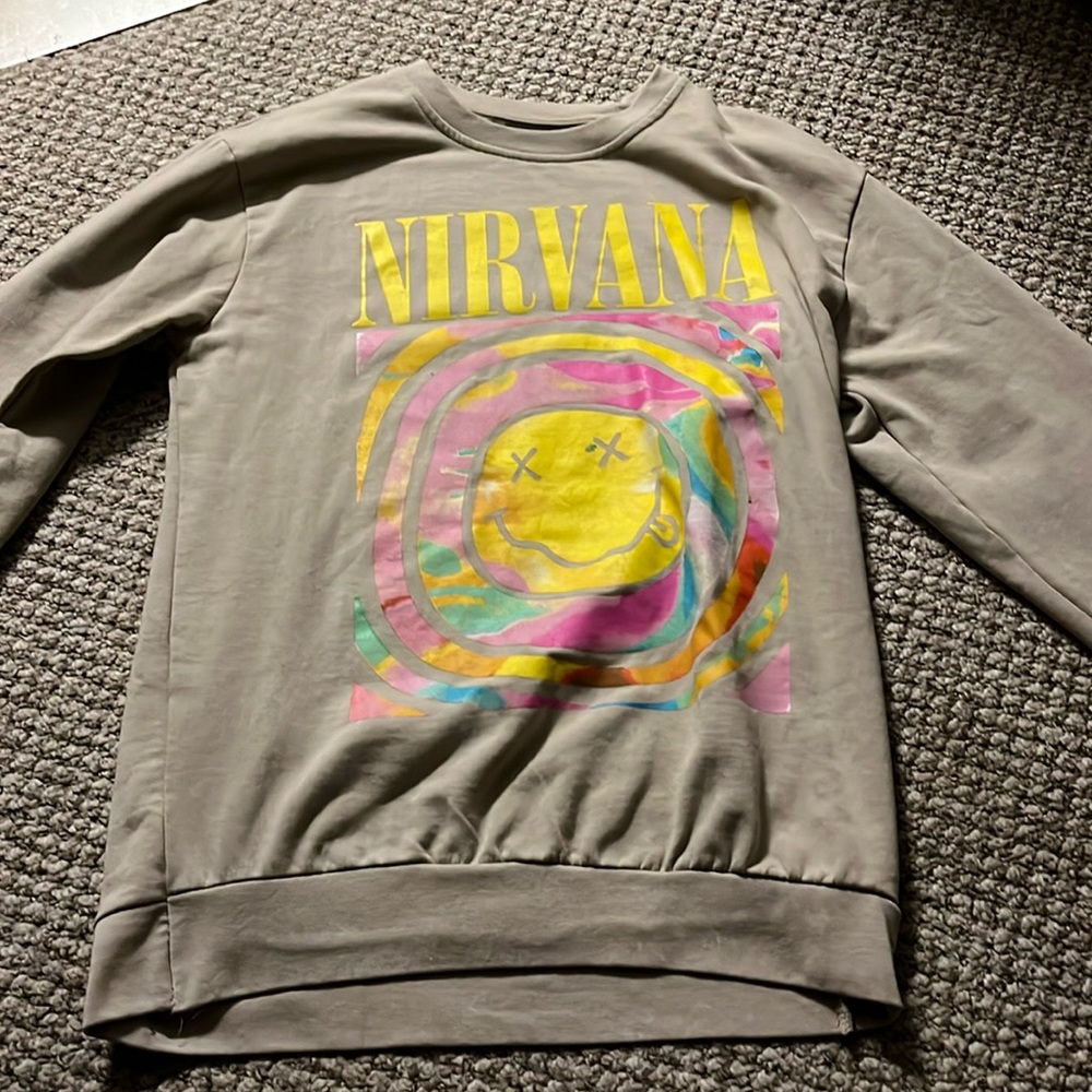Tan Colorful Logo Nirvana Crewneck
